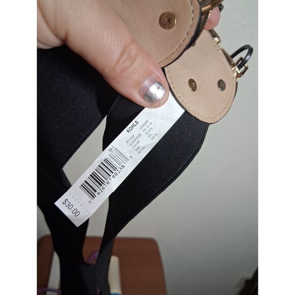 NWT Apt 9 Belt 34" Elastic Gold Black Business Casual Office Professional - Picture 3 of 4